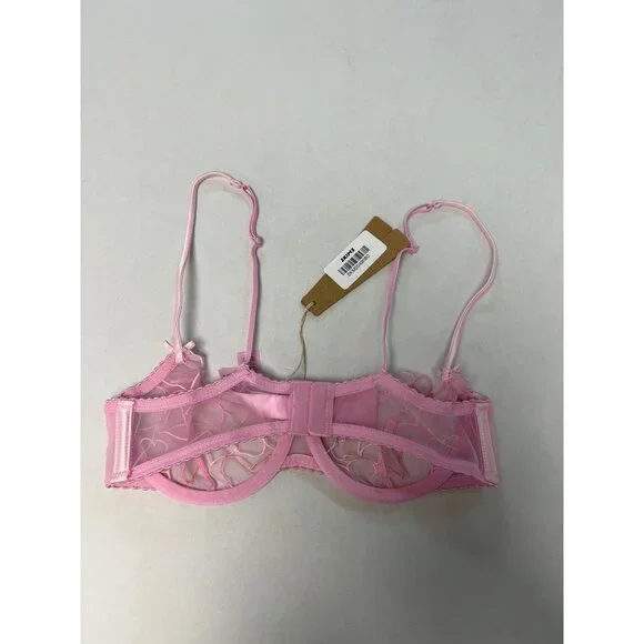 SKIMS Embroidered Tulle Unlined Demi Bra Bubble Gum Size 32B NWT - Picture 8 of 10